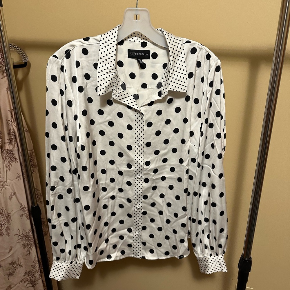 NWT - Black and White Polka Dot Blouse